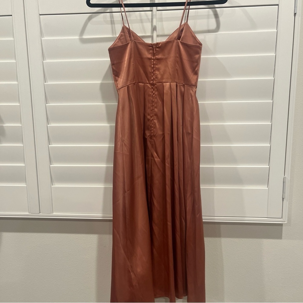 H & M Pink Satin Girly Barbie Midi Dress Formal Womens Size 2 - Picture 5 of 6